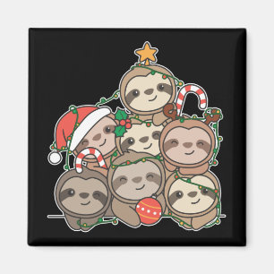 Sloth Christmas Tree Funny Animal Christmas Magnet