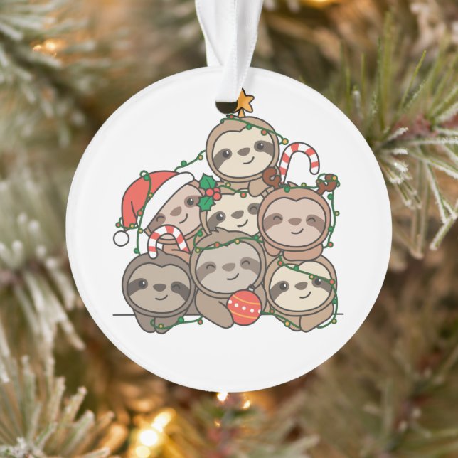 Sloth Christmas Tree Funny Animal Christmas Orname Ornament (Baum)