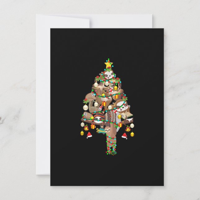 Sloth Christmas Tree Lights Xmas Lover Merry Sloth Einladung (Vorderseite)