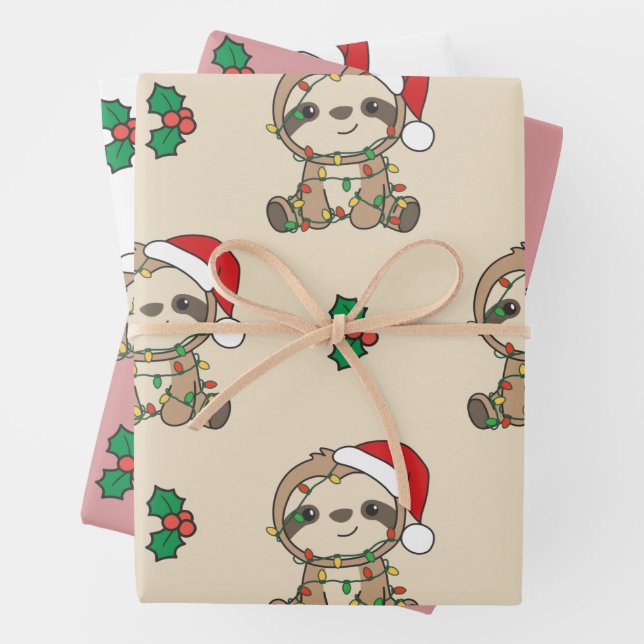Sloth Christmas Winter Animals Holiday Sloths Geschenkpapier Set (Beispiel)