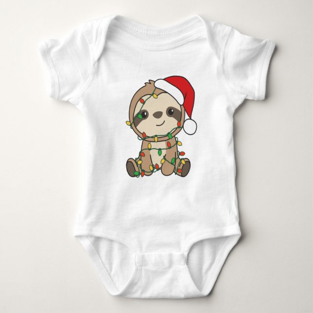 Sloth Christmas Winter Animals Sloths Baby Strampler (Vorderseite)