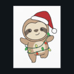 Sloth Christmas Winter Animals Sloths Feiertagspostkarte<br><div class="desc">Die Sloth at Christmas with fairy lights. Funny animals with ohrts and snow for the holidays. In Sweet Christmas Greeting. Sloths are cute animals and perfect for Christmas.</div>
