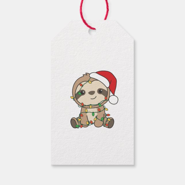 Sloth Christmas Winter Animals Sloths Geschenkanhänger (Rückseite)