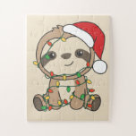 Sloth Christmas Winter Animals Sloths Jigsaw Puzzl Puzzle<br><div class="desc">Die Sloth at Christmas with fairy lights. Funny animals with ohrts and snow for the holidays. In Sweet Christmas Greeting. Sloths are cute animals and perfect for Christmas.</div>