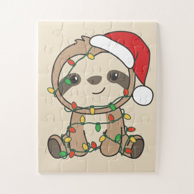 Sloth Christmas Winter Animals Sloths Jigsaw Puzzl Puzzle (Vertikal)