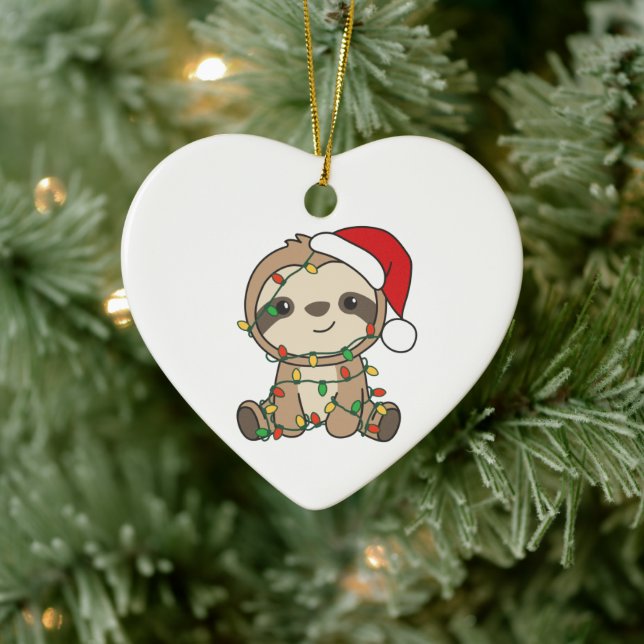 Sloth Christmas Winter Animals Sloths Keramik Ornament (Baum)