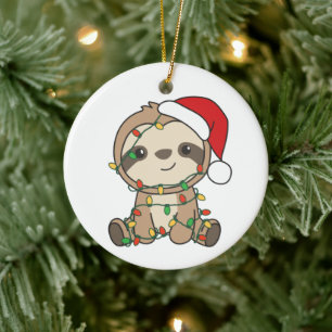 Sloth Christmas Winter Animals Sloths Keramik Ornament