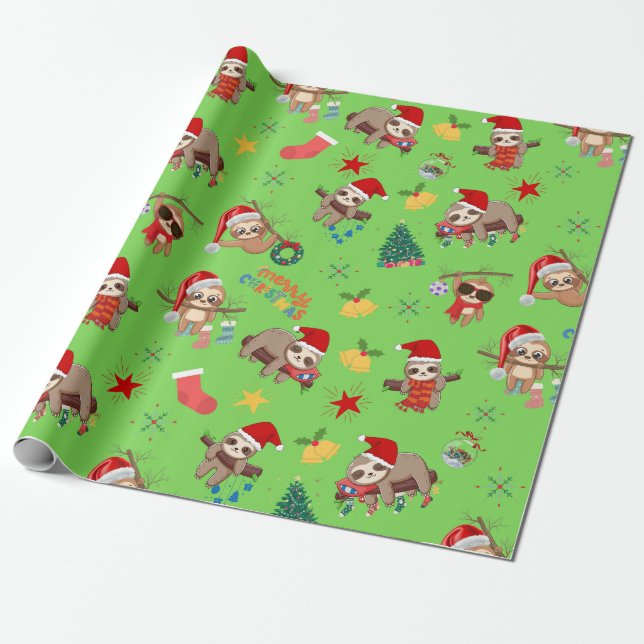 Sloth Christmas Wrapping Paper Geschenkpapier (Ungerollt)