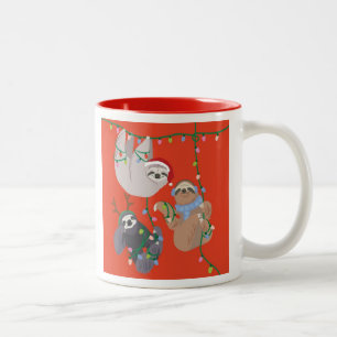 Sloth Christmas Zweifarbige Tasse