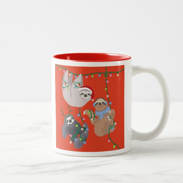 Sloth Christmas Zweifarbige Tasse (Rechts)