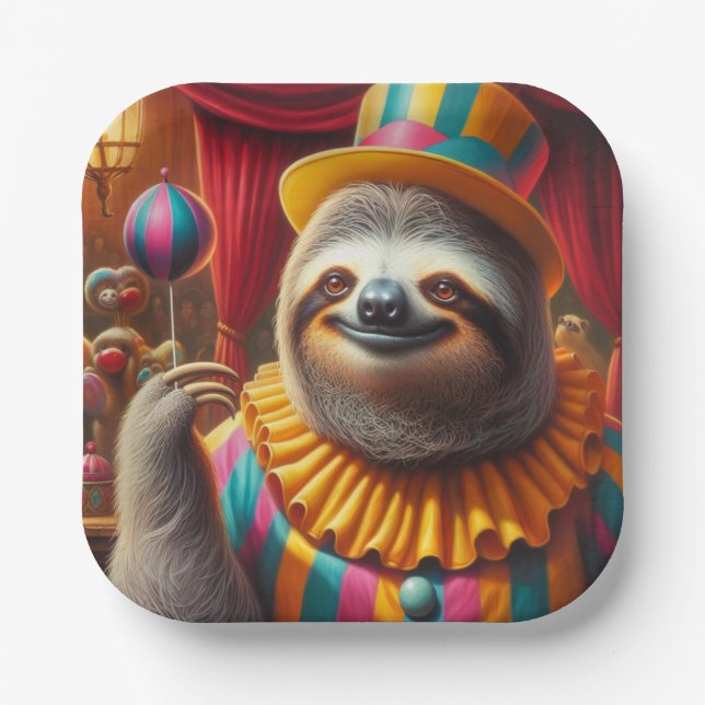Sloth Clown Pappteller (Vorderseite)