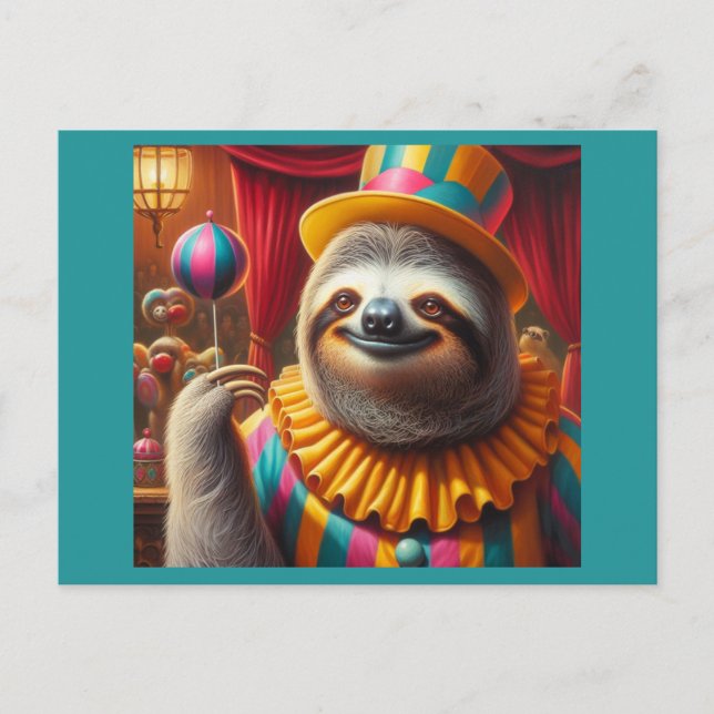 Sloth Clown Postkarte (Vorderseite)