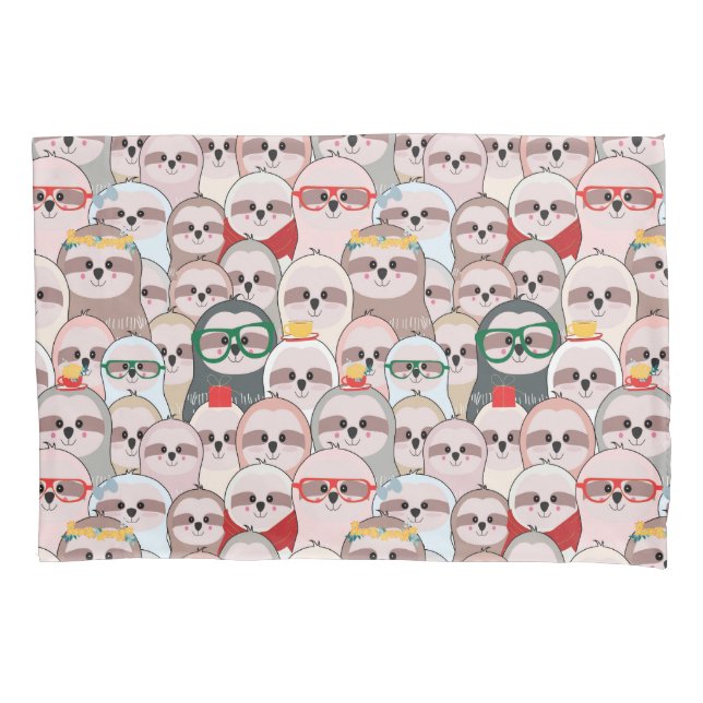 Sloth-Comic-Muster Kissenbezug (Vorderseite-Links)