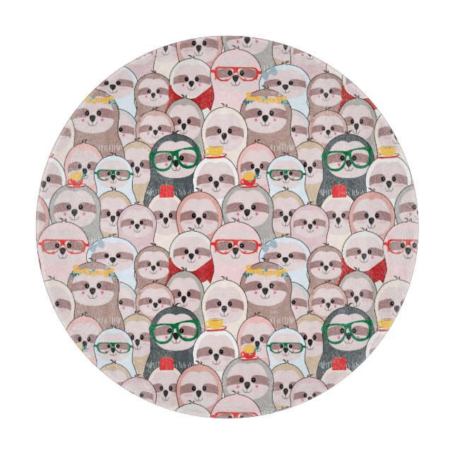 Sloth-Comic-Muster Schneidebrett (Vorderseite)