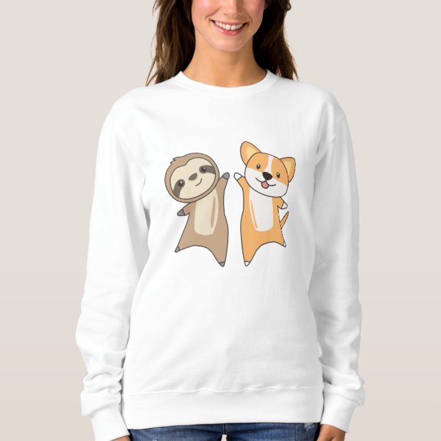 Sloth Corgi Dog Animal Lovers Sloth Hogs Sweatshirt (Vorderseite)