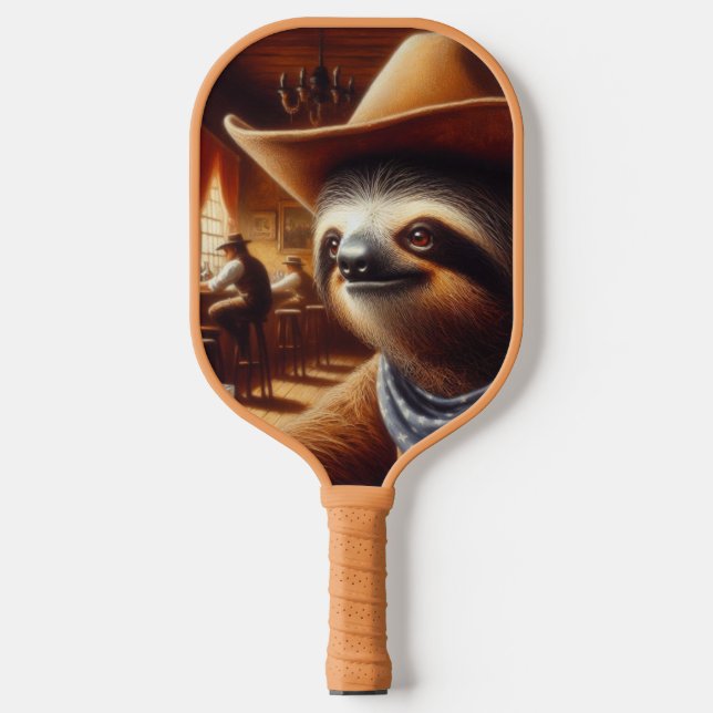 Sloth Cowboy in Saloon Pickleball Schläger (Vorderseite)