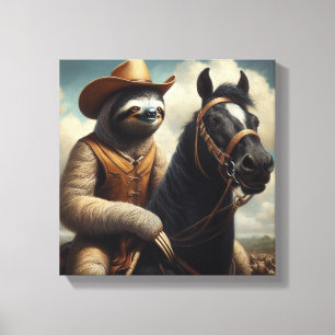 Sloth Cowboy Leinwanddruck