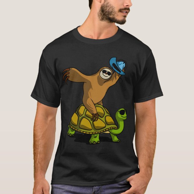 Sloth Cowboy Ridingurtle vintage T-Shirt (Vorderseite)