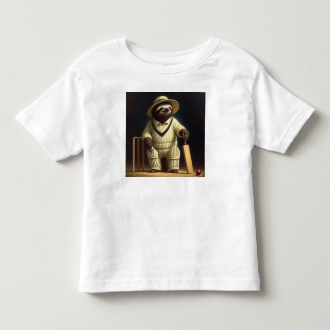 Sloth Cricket Player Kleinkind T-shirt (Vorderseite)