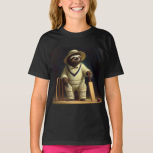 Sloth Cricket Player T-Shirt