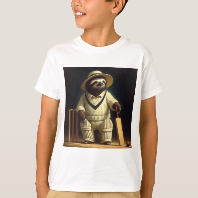 Sloth Cricket Player T-Shirt (Vorderseite)