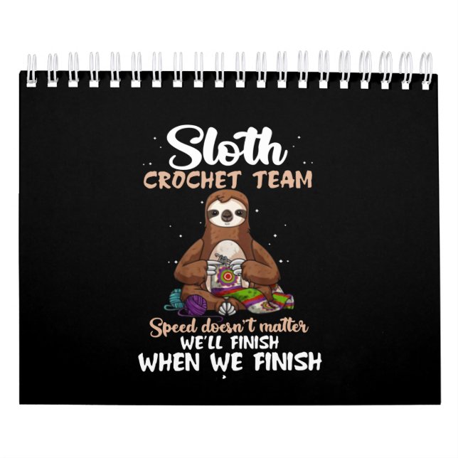 Sloth Crochet Team Speed spielt keine Rolle Kalender (Titelbild)