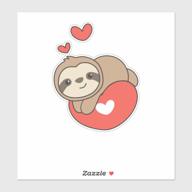 Sloth Cute Animals With Hearts Favorite Animal Aufkleber (Blatt)