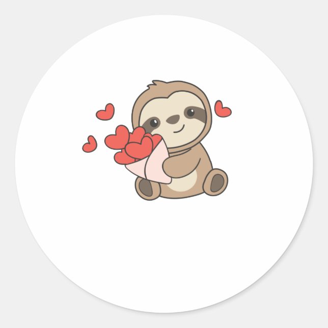 Sloth Cute Animals With Hearts Favorite Animal Runder Aufkleber (Vorderseite)
