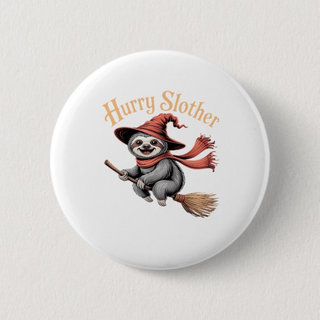 Sloth Cute Halloween Witch Funny Essential T-Shirt Button (Vorderseite)