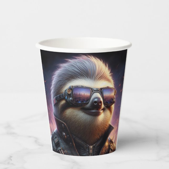 Sloth Cyberpunk Pappbecher (Vorderseite)