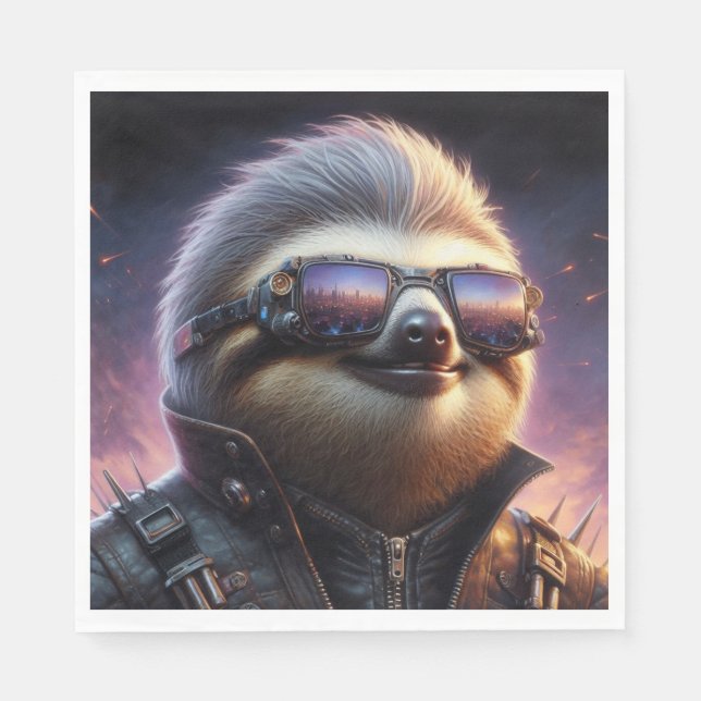 Sloth Cyberpunk Serviette (Vorderseite)