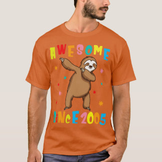 Sloth Dabbing Phantastisch seit 2005 Happy Birthda T-Shirt