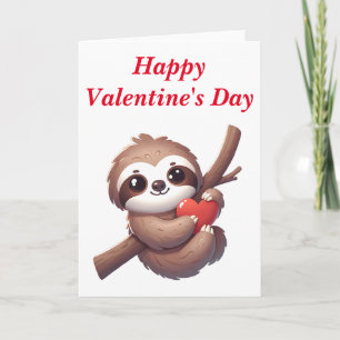 Sloth, der den Valentinstag des Herzens hält Karte