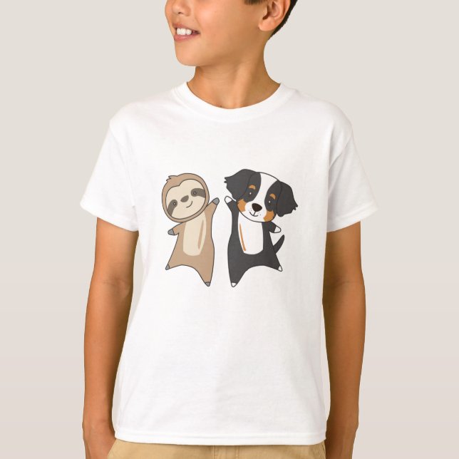 Sloth Dog Bernese Mountain Dog Niedlicher Tiere T-Shirt (Vorderseite)