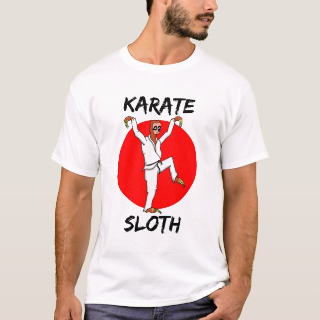 Sloth Doing Karate Japan Flag T-Shirt (Vorderseite)