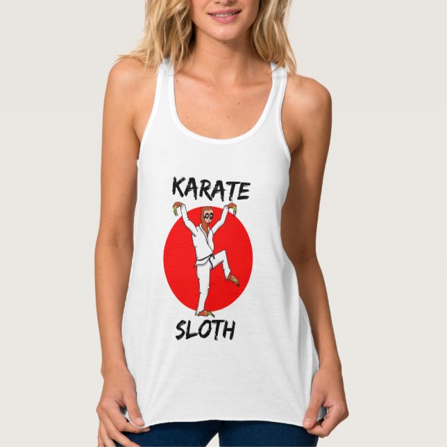 Sloth Doing Karate Japan Flag Tank Top (Vorderseite)