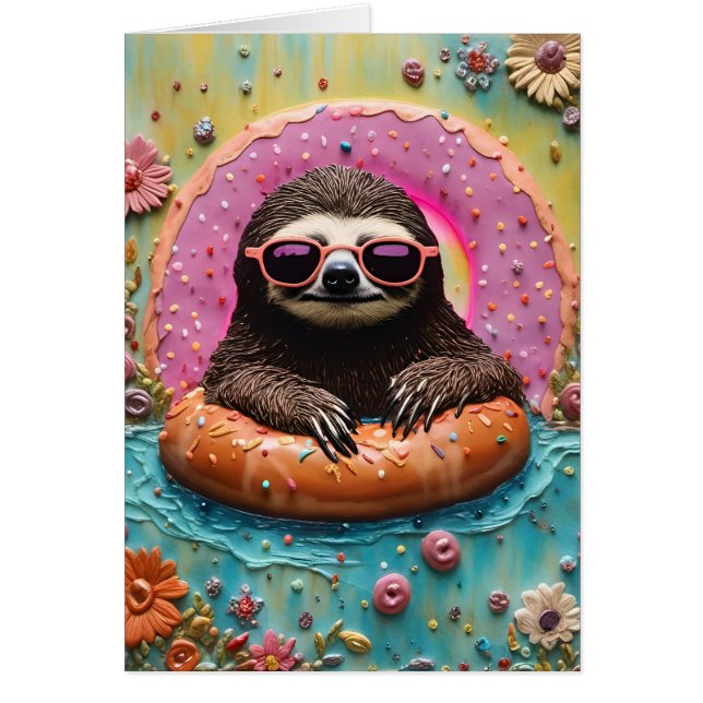 Sloth Donut Jeden Anlaß Blank Grußkarte (Vorne)