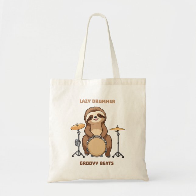 Sloth Drummer - Lazy Drummer Groovy Beats Tragetasche (Vorne)
