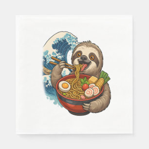 Sloth Eating Japanese Ramen Serviette