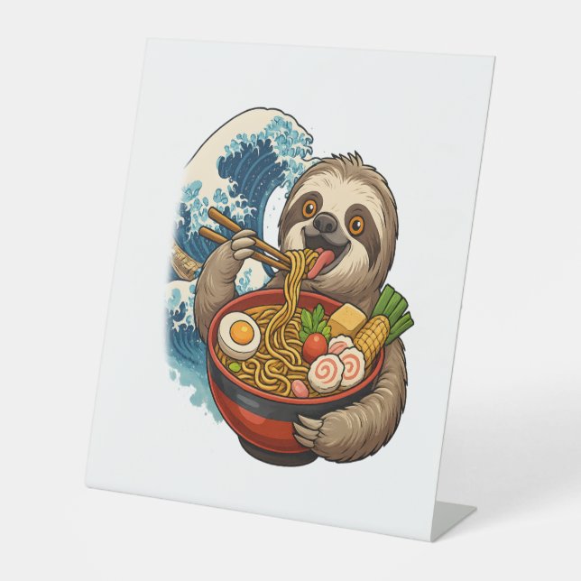 Sloth Eating Japanese Ramen Sockelschild (Vorderseite)