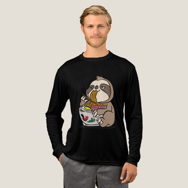 Sloth Eating Ramen Tri-Blend Shirt (Volle Vorderseite)