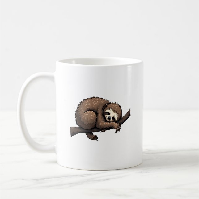 Sloth Etched Art Retro Nature Tee (2) Kaffeetasse (Links)