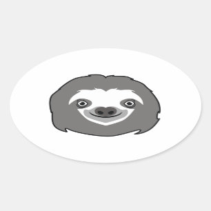 Sloth Face Ovaler Aufkleber