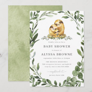 Sloth Family Baby Dusche Einladung