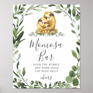 Sloth Family Baby Dusche Mimosa Bar Sign Poster