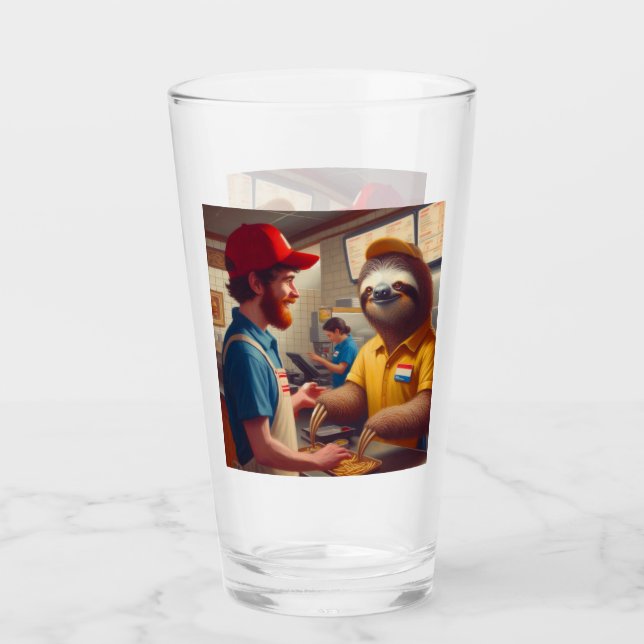 Sloth Fast Food Worker Glas (Vorderseite)