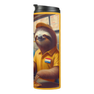 Sloth Fast Food Worker Thermosbecher
