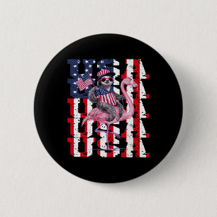 Sloth Flamingo Amerikaner und Stolz Patriotic USA Button