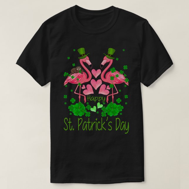 Sloth Flamingo St Patricks Day Flamingo Lover Sham T-Shirt (Design vorne)