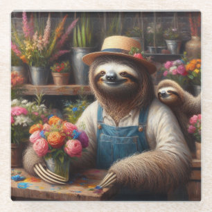 Sloth Florist Glasuntersetzer